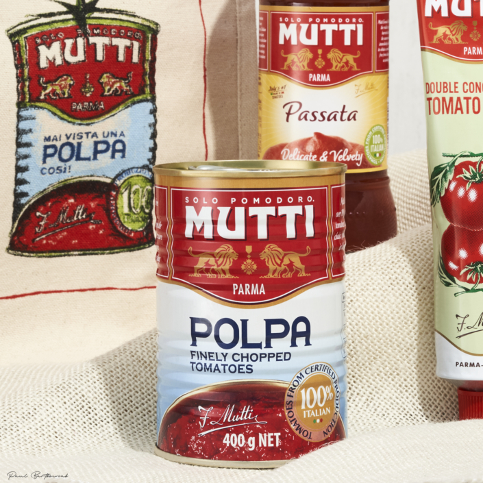 Mutti tomatoes variety pack product photography, image take by product photographer Paul Bartkowiak in studio based in maidenhead just outside of London